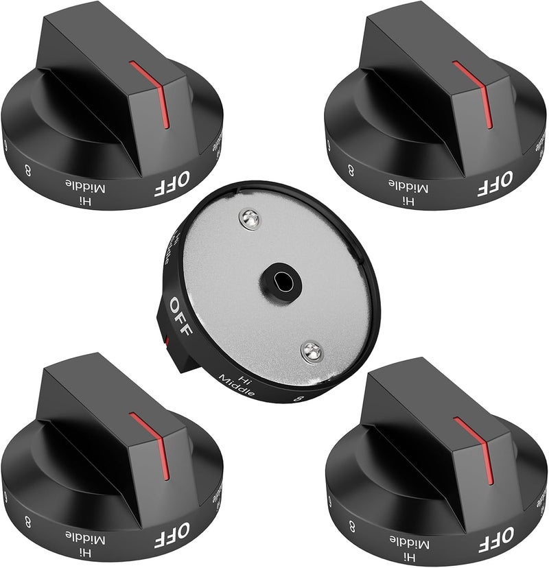 LLWAN DG94-03500A/Z for Samsung Electric Stove Knob Replacement, DG94-03500V DG94-03500W Samsung Oven Knobs Replacements with Samung Electric Range NE63T8111SS/AA NE63T8311SS/AA NE63T8751SS/AA (5PCS Black) - Image 1