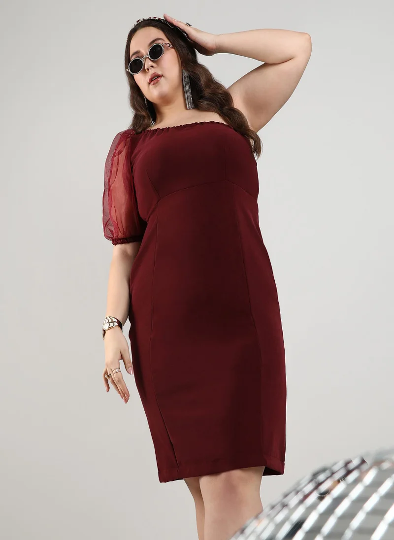 انستافاب بلس Solid Dress With Organza Detail