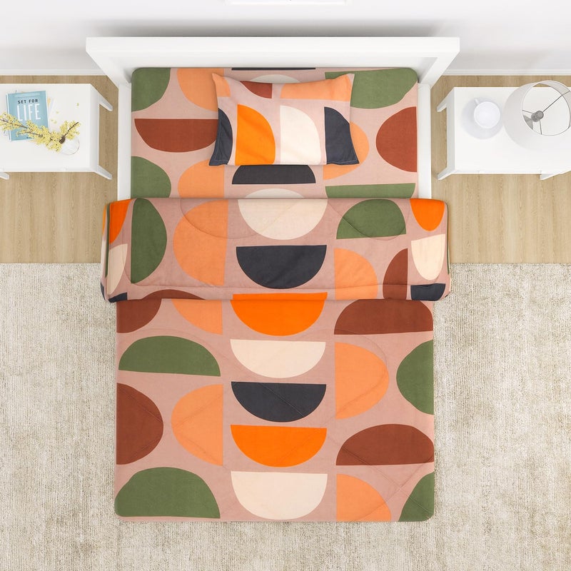 HOKIPO Super Soft Glace Cotton AC Comforter/Blanket/Duvet/Bedding Set for Single Bed with 1 Flat Bedsheet and 1 Pillow Cover, 220 GSM (IN-570-D1) - Image 2