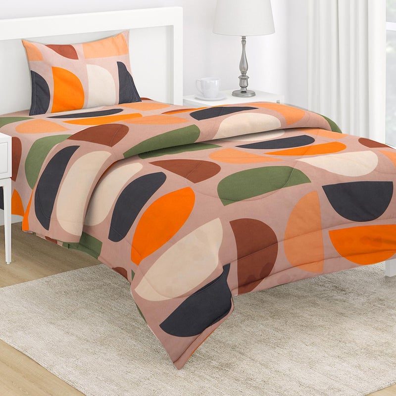 HOKIPO Super Soft Glace Cotton AC Comforter/Blanket/Duvet/Bedding Set for Single Bed with 1 Flat Bedsheet and 1 Pillow Cover, 220 GSM (IN-570-D1) - Image 1