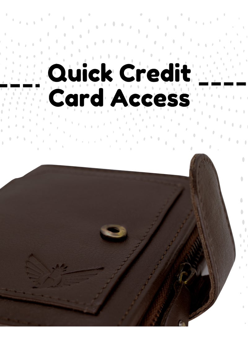 جيلدان محفظة جلدية أصلية JILDAAN للرجال مع حجب RFID مع 10 فتحات لبطاقات الائتمان ، 1 بطاقة سهلة الوصول ، 2 مقصورات نقدية وجيب سحاب 1 ، محفظة تأتي مع صندوق هدايا. - Image 4