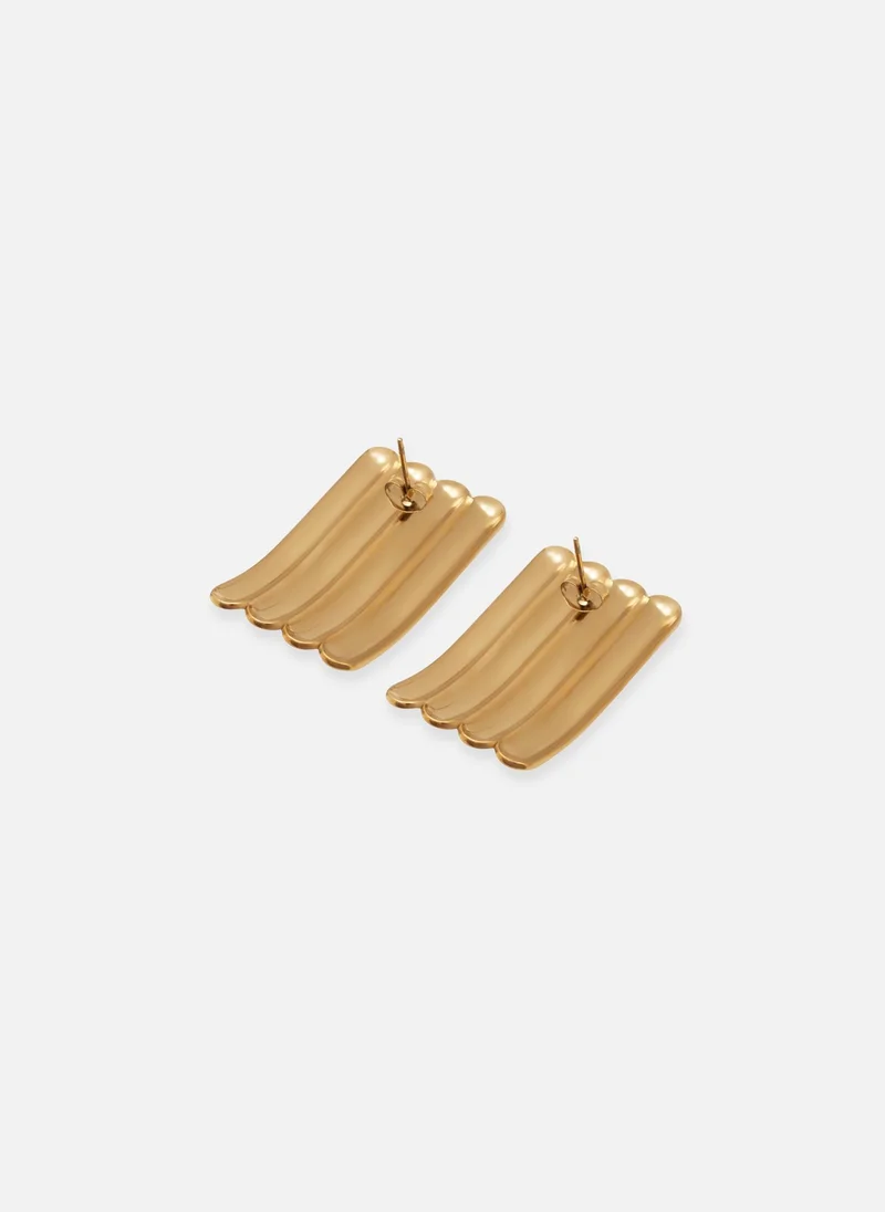 Lichi  Curved stud earrings in textured metal for Women | Best Price UAE