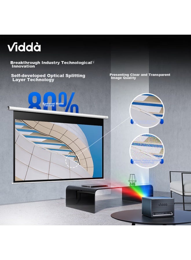 Vidda 100-inch Photon Electric Projection Screen, Professional Three-color Laser Projection Compatible, Electric Remote Control, Anti-rolling Edge, More Durable, Compatible With Hisense C2 Series/m2 Pro - Image 4