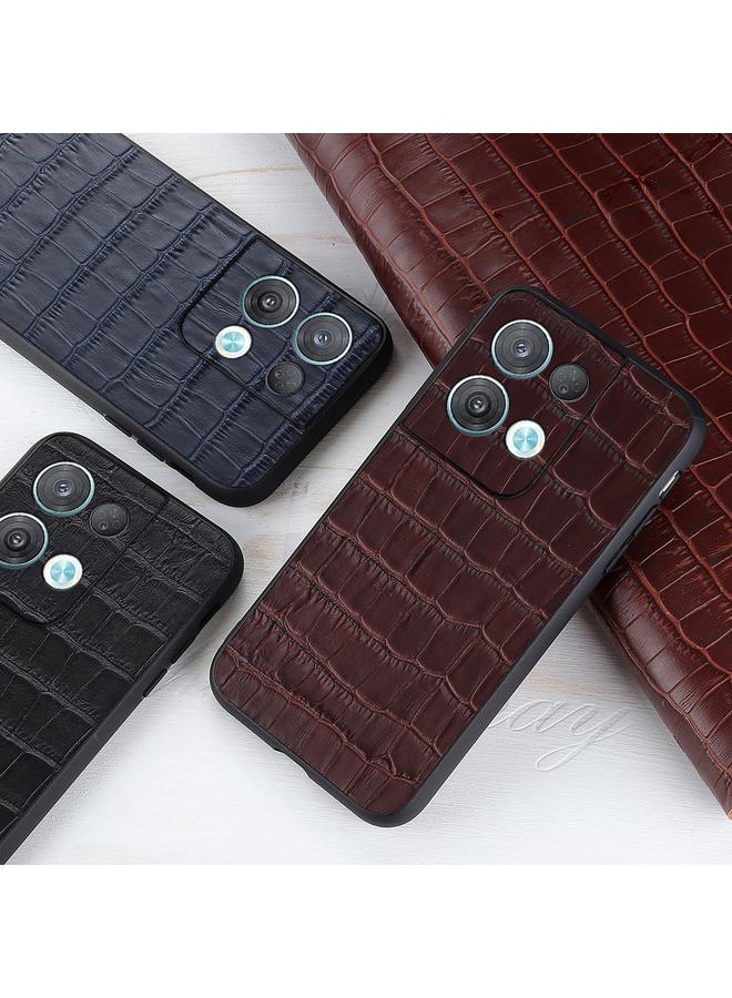 S-TOP Case For OPPO Reno8 Crocodile Texture Genuine Leather Phone Case - Image 4