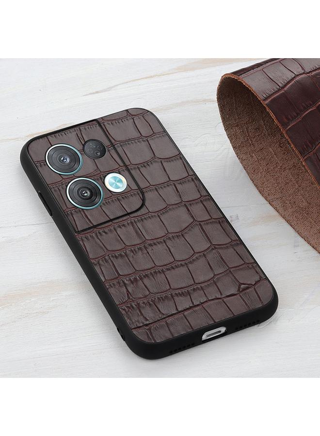 S-TOP Case For OPPO Reno8 Crocodile Texture Genuine Leather Phone Case - Image 3
