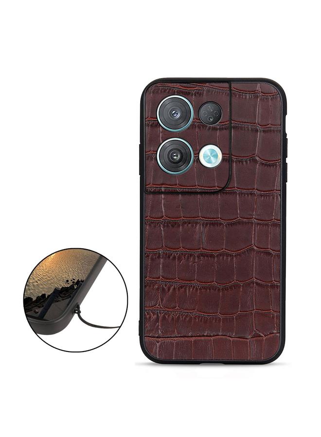 S-TOP Case For OPPO Reno8 Crocodile Texture Genuine Leather Phone Case - Image 2