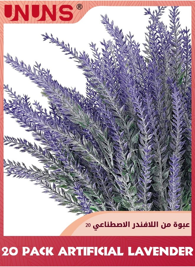 UNUNS 20 Pack Artificial Flowers,Artificial Lavender UV Resistant Fake Flowers Plastic Plants,Outdoor Faux Plants Wedding Window Box Kitchen Office Table Centerpieces Home Cemetery Decor,Gray Purple  - Image 2