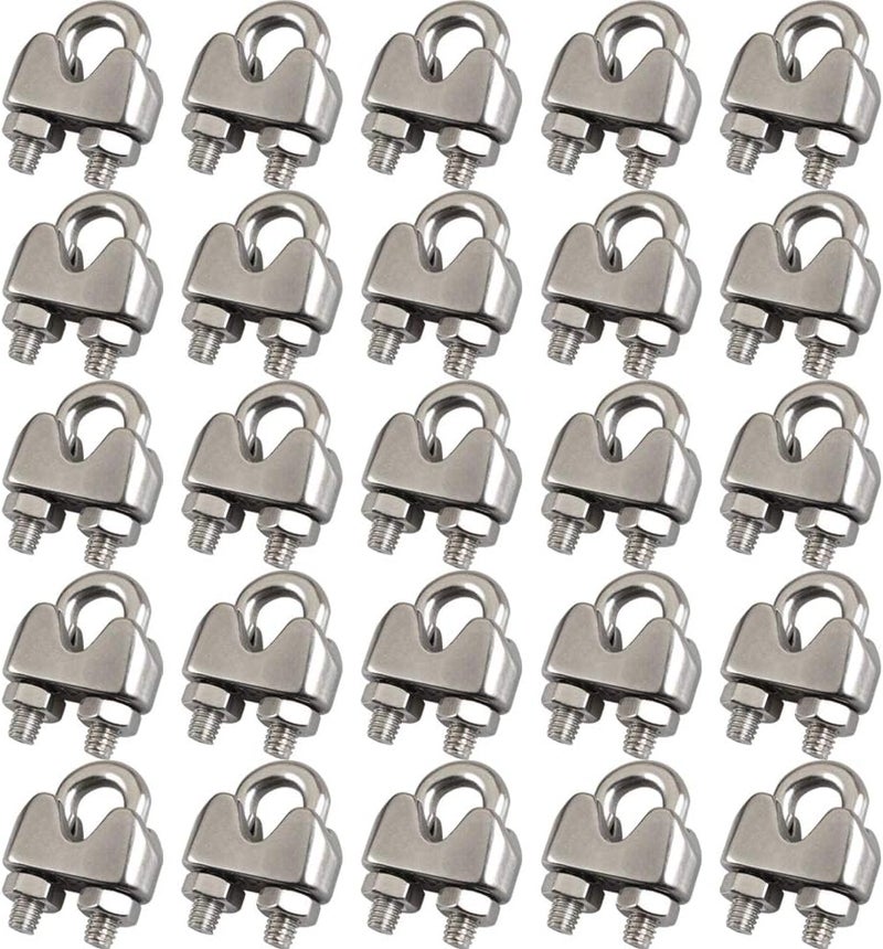 Cozihom 3/16 Inch M4 Wire Rope Cable Clip Clamp, 304 Stainless Steel, U Bolt Saddle Fastener, 25 Packs - Image 1