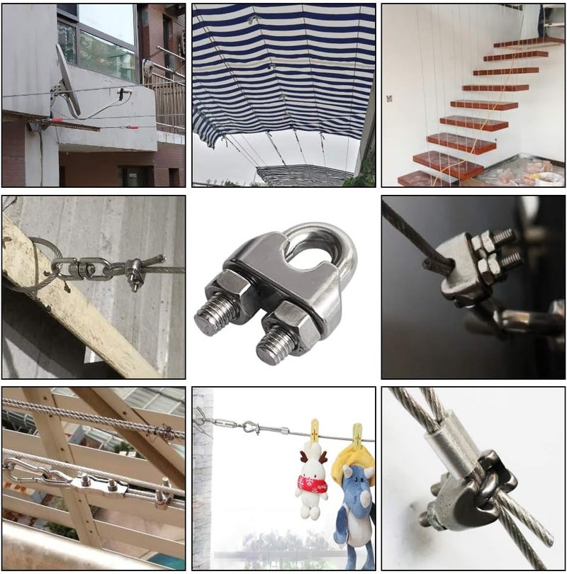 Cozihom 3/16 Inch M4 Wire Rope Cable Clip Clamp, 304 Stainless Steel, U Bolt Saddle Fastener, 25 Packs - Image 5