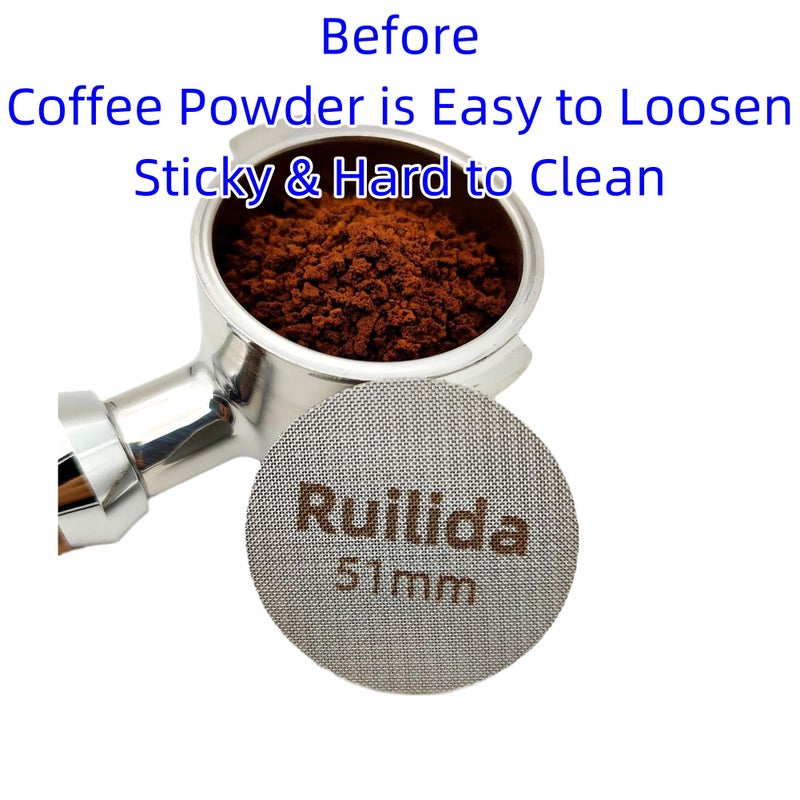 Ruilida شاشة Ruilida Espresso Puck 51 مم قابلة لإعادة الاستخدام بسمك 1.7 مم 150 متر 316 من الفولاذ المقاوم للصدأ الاحترافي لمرشح القهوة باريستا لوحة شبكية لسلة فلتر الإسبريسو بورتافيلتر (51 مم) - Image 3