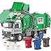 HAPYAD Garbage Truck Toys Metal Cab Realistic Trash Truck Toys for Boys Kids with Lights and Sounds Friction Powered Recycling Vehicles Front Loader with Dumpster 4 Trash Bins 12 - Image 4