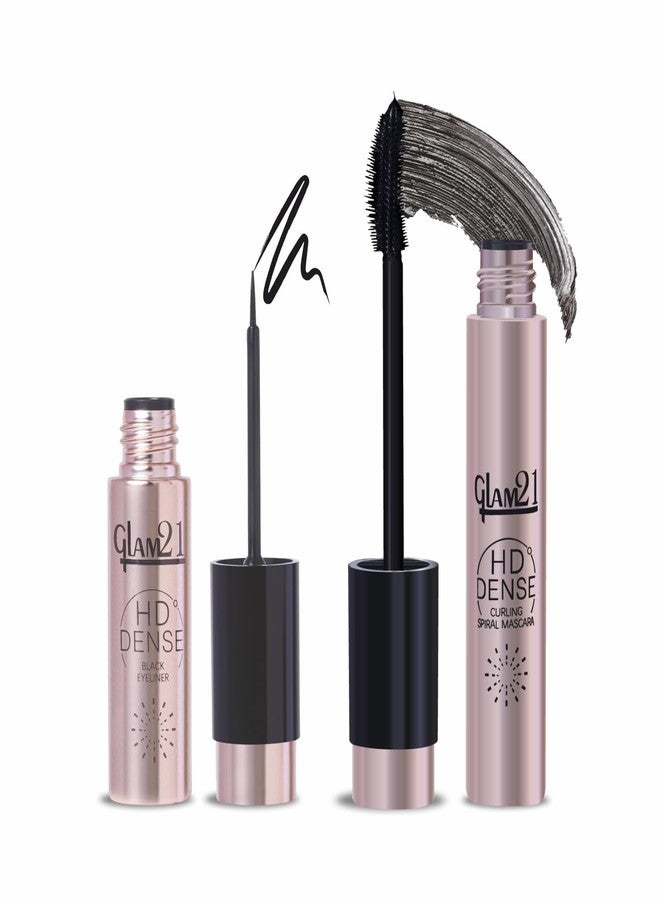 Glam 21 Glam21 HD Dense Eyeliner, 6ml & Mascara, 10ml Combo | Shiny Finish Eyeliner | Waterproof Mascara with Petite Brush | Smudge-Proof, Volumizing, Eye Makeup Duo | Up to 16hrs | Combo Pack Of 2 - Image 1