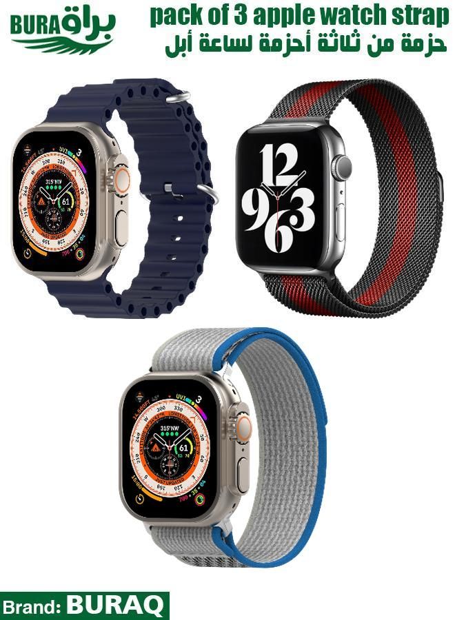 BURAQ Apple Watch Band Strap For Apple Watch Ultra 2/Ultra 49mm, Series 10 46mm, 9/8/7 45mm, SE2/SE/6/5/4 44mm, 3/2/1 42mm 