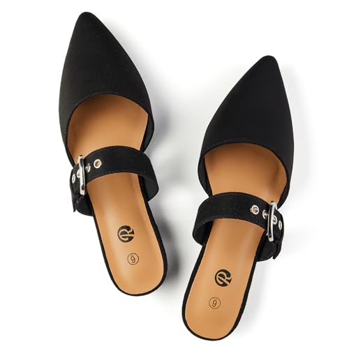 Rekayla Mules for Women Flats Comfortable Pointed Toe Women Adjustable Mules Shoes Black Size 10 - Image 1