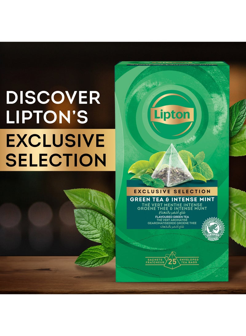 Lipton شاي ليبتون الأخضر والنعناع المكثف - مجموعة مختارة حصرية، 25 كيس شاي هرمى - Image 2