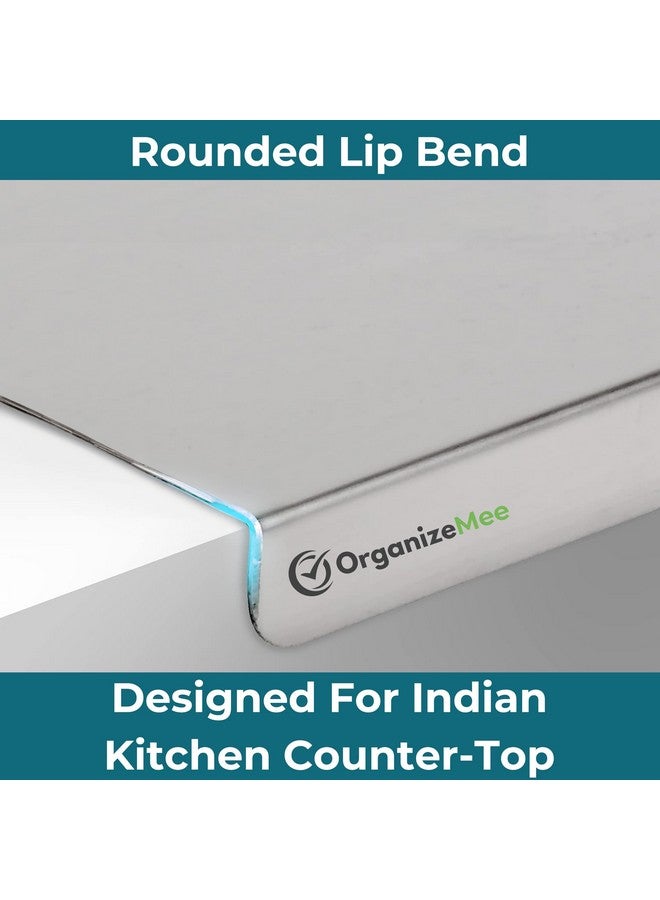 OrganizeMee لوح تقطيع من الفولاذ المقاوم للصدأ OrganizeMee للمطبخ كبير | لوح تقطيع مقاوم للصدأ للفواكه والخضروات | حجم اللوح 40 سم × 31 سم مع حافة 2 سم - Image 5