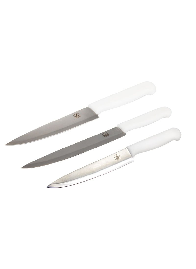 British Chef - Chef knife Set of 3pcs with Sharp Stainless Steel Blade Durable Design, Slicing, Dicing, Chopping and Carving for Home/Restaurant, Polypropylene Handles 6/7/8 Inch - Image 1