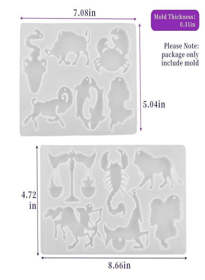 Wehous Zodiac Resin Molds, 12 Constellation Animals Keychain Silicone Mold, Unique Epoxy Resin Casting Molds, Pendant Mold for DIY Jewelry Pendant Earrings Necklace Art Crafts Keychain Halloween Decor - Image 3