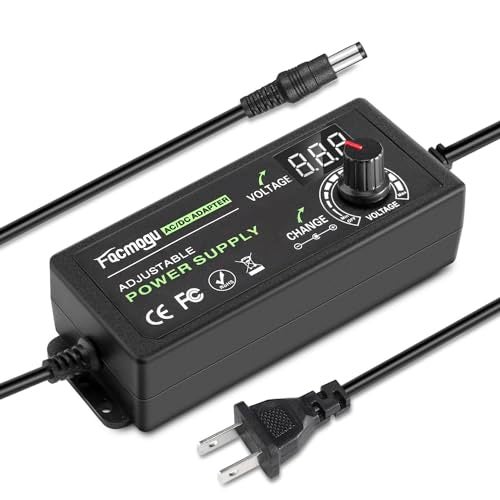 Facmogu 9V-24V 3A 72W Adjustable Power Adapter with LED Display, Multi-Voltage 100V-240V AC to DC 9V 12V 15V 16V 18V 19V 20V Universal AC/DC Variable Power Supply, Various Voltage AC to DC Converter - Image 1