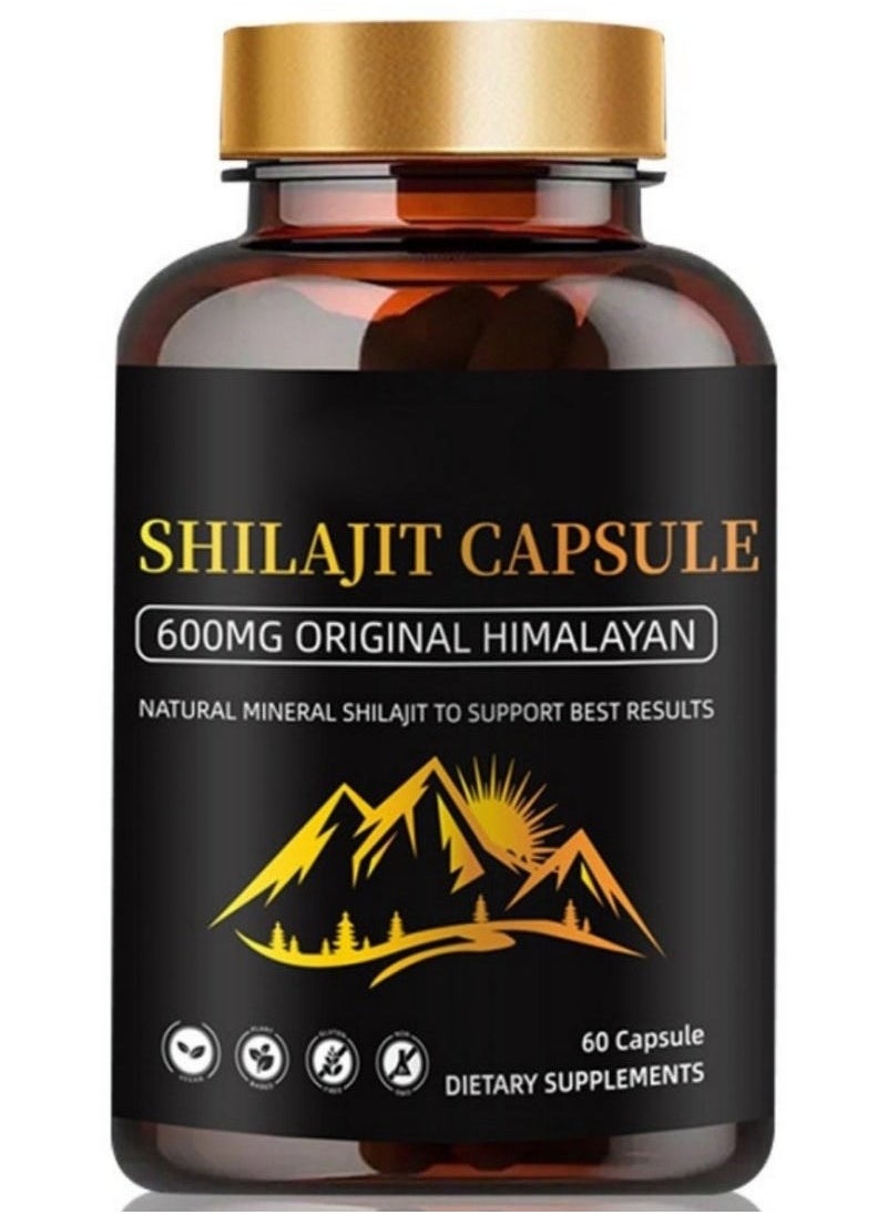 Shilajit RX Himalayan Shilajit Capsules (Shilajeet) for Men and Women - 600 mg Equivalent - Natural Energy & Stamina Booster - 60 Veg Capsules | Made in USA - Fulvic Mineral Supplement  - Image 1