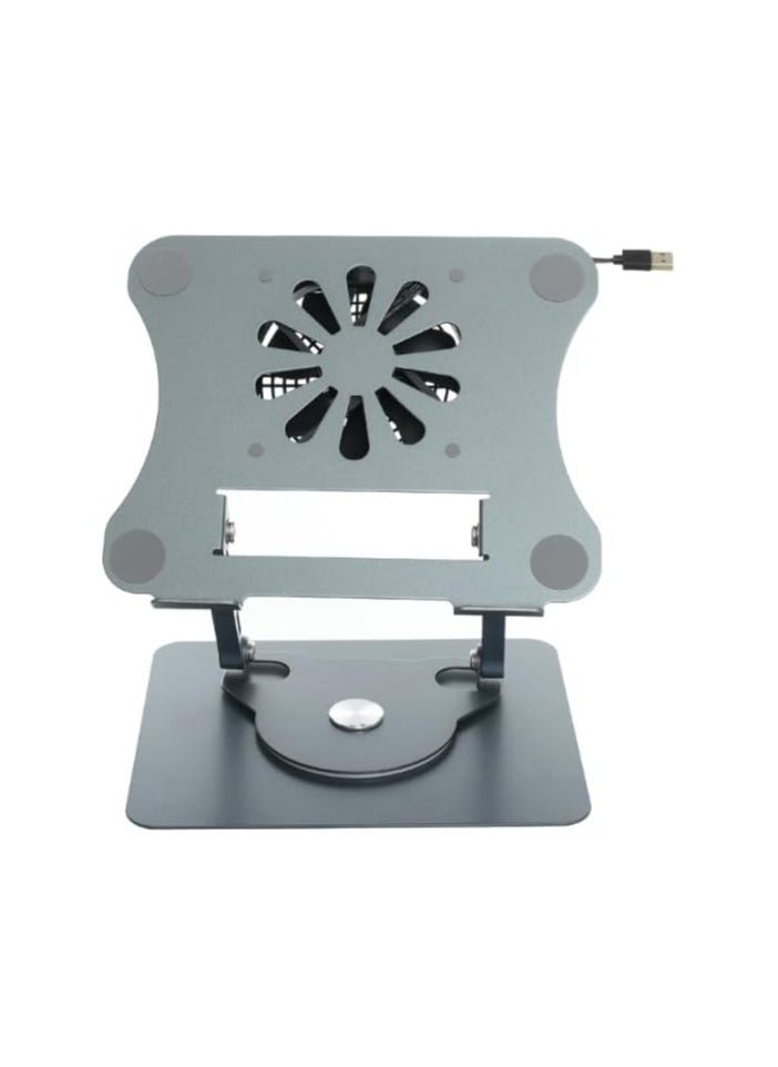 Generic Metal Folding Laptop Stand V6.1 Contains Large Turbine Air-Cooled Cooling With Efficient Heat Dissipation, Free Lifting And 360 Swivel Compatible With Various Of Laptops - Dark Grey  - Image 1