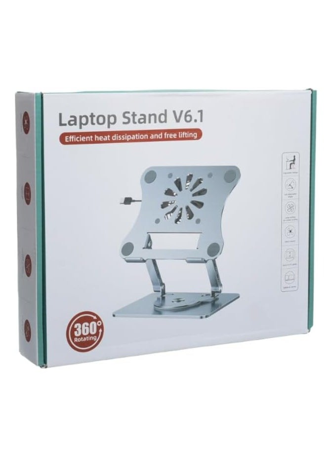 Generic Metal Folding Laptop Stand V6.1 Contains Large Turbine Air-Cooled Cooling With Efficient Heat Dissipation, Free Lifting And 360 Swivel Compatible With Various Of Laptops - Dark Grey  - Image 4