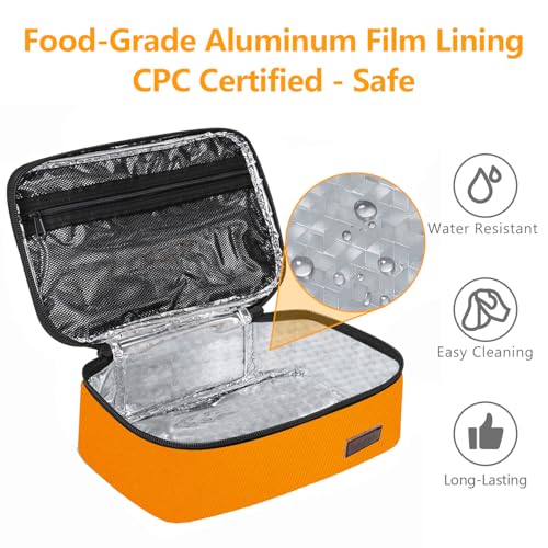 Gloppie Mini Lunch Box Small Lunch Bag for Children Insulated Lunch Bag for Kids, CPC Certified | Child-Safe Materials, Thermal LunchBox Reusable Sandwich Bags Snack Box, Orange - Image 4