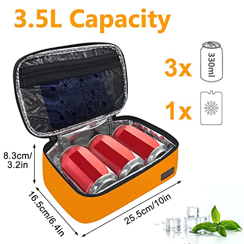 Gloppie Mini Lunch Box Small Lunch Bag for Children Insulated Lunch Bag for Kids, CPC Certified | Child-Safe Materials, Thermal LunchBox Reusable Sandwich Bags Snack Box, Orange - Image 3