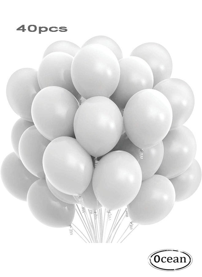 Ocean 40-Piece Party Decoration Latex Balloon White 10inch - Image 1