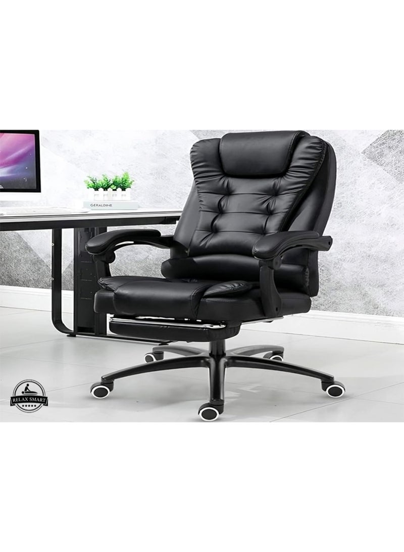 Relax Smart Office Massage Chair with 7 Massage Points, PU Leatherette with Wheels and Nylon Base, Black - Image 3