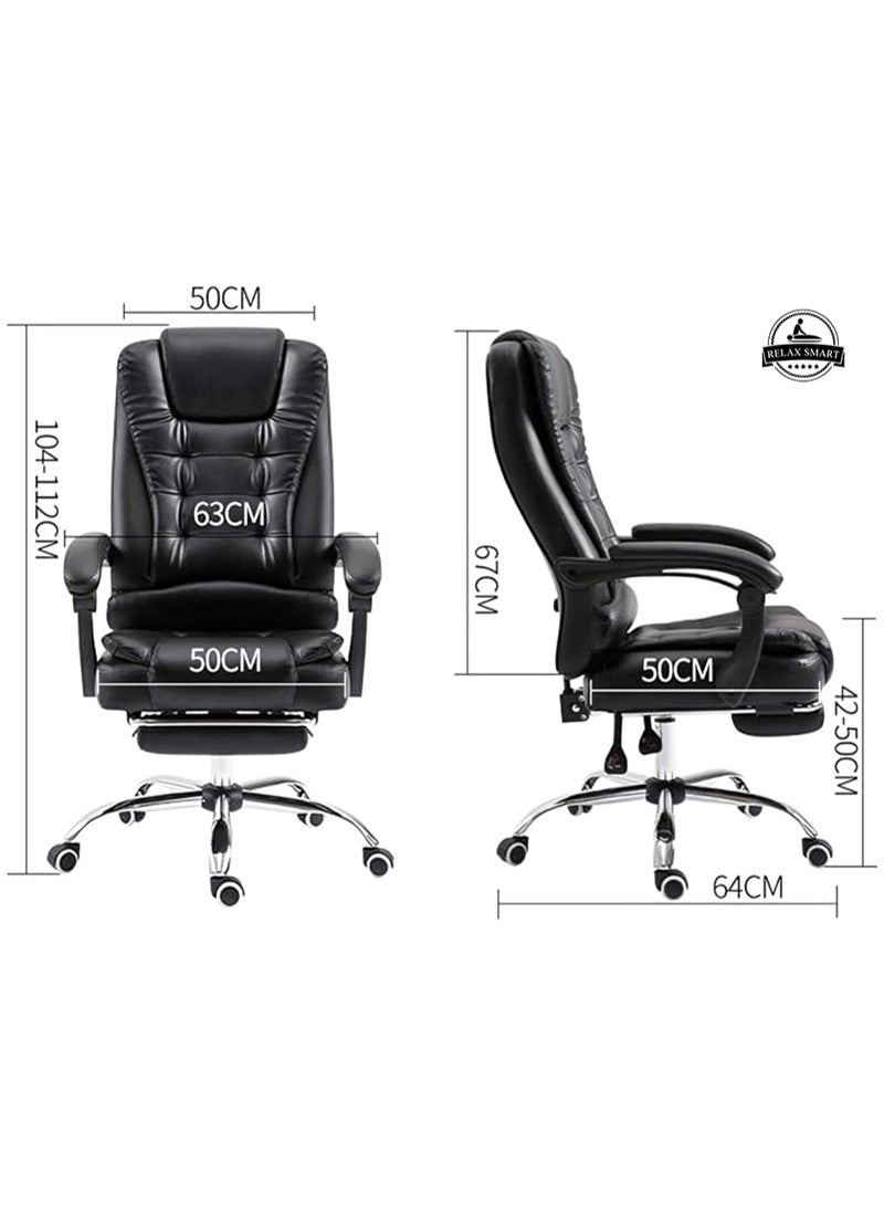 Relax Smart Office Massage Chair with 7 Massage Points, PU Leatherette with Wheels and Nylon Base, Black - Image 4