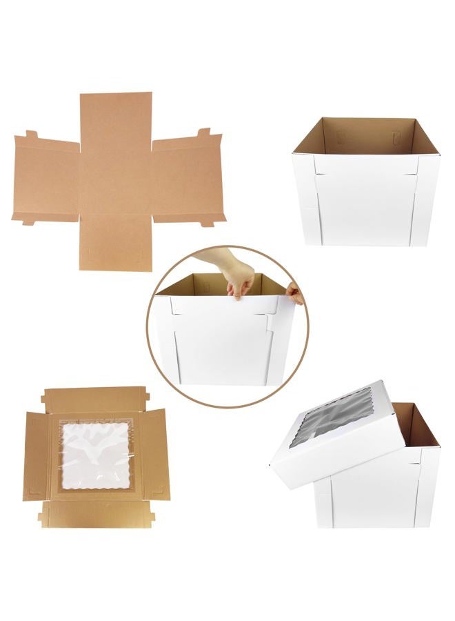 KEEPARTY 3 PCS White Tall Cake Boxes 14x14x12 inch with Window White Disposable Baking Box Container Wedding Cake Carrier - Image 3
