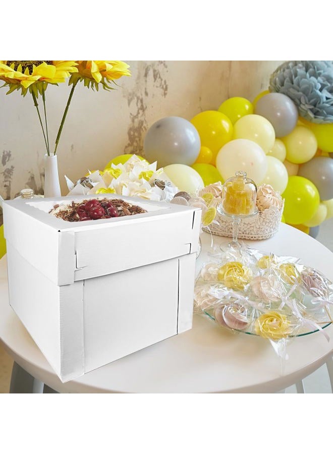 KEEPARTY 3 PCS White Tall Cake Boxes 14x14x12 inch with Window White Disposable Baking Box Container Wedding Cake Carrier - Image 5