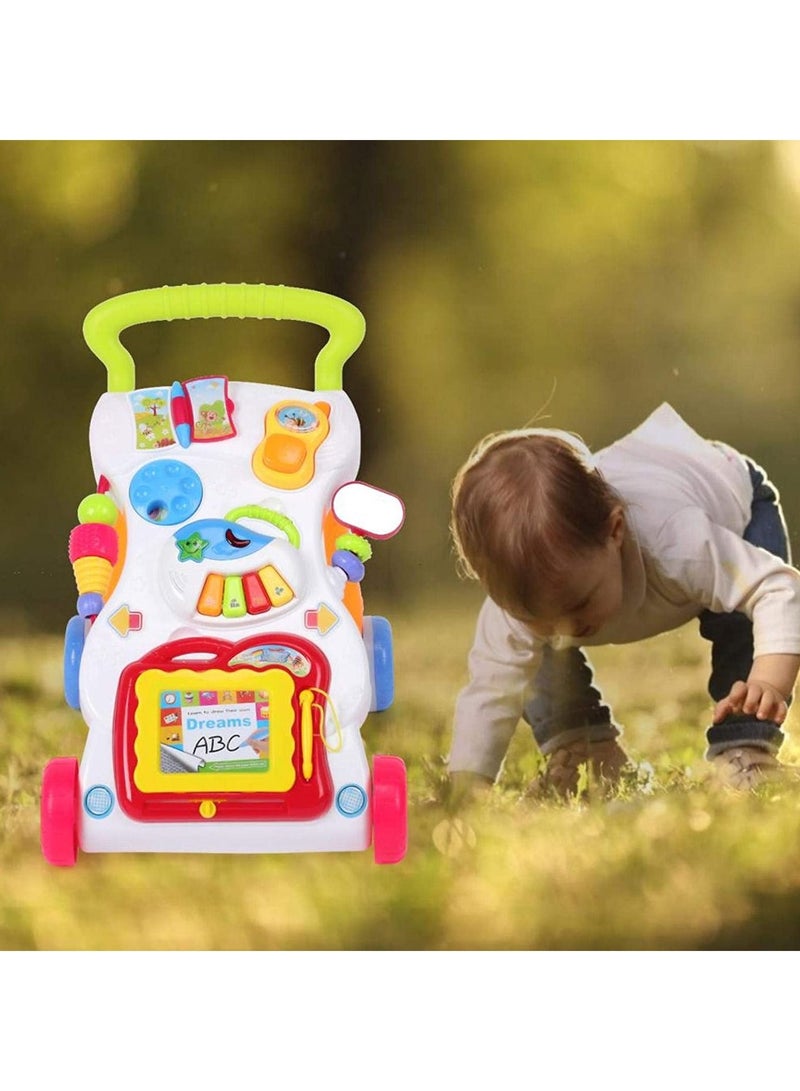 HUNGER 4 in 1 Children Music Walker Baby Learn Walk Stand Trolley Toys Drawing Board Music Instrument Mini Phone - Image 2