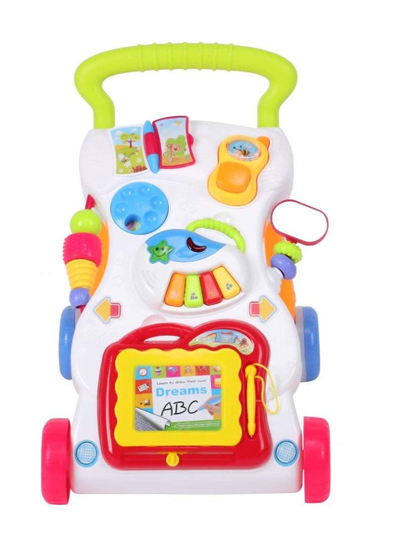 HUNGER 4 in 1 Children Music Walker Baby Learn Walk Stand Trolley Toys Drawing Board Music Instrument Mini Phone - Image 1
