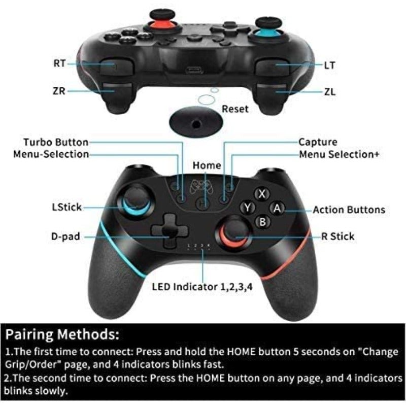 Enjoyall Wireless Controller Compatible for Nintendo Switch Bluetooth Wireless Pro Controller Compatible for Nintendo Switch Remote Controller Gamepad with Adjustable Turbo Dual Shock Gyro Axis - Image 2
