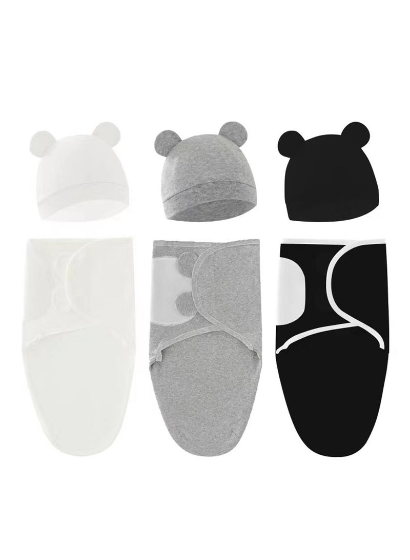 3pcs Newborn swaddle comfortable sleeping bag with hood set delivery room swaddle - Image 1