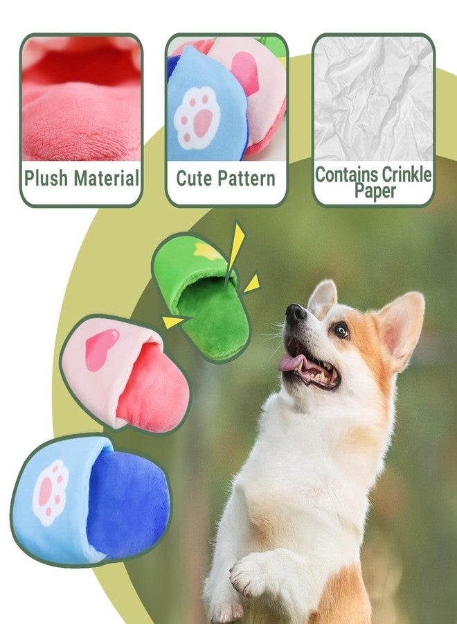 Andiker Dog Squeaky Toy, 3 Pack Cute Plush Dog Toys with a Squeaker for Small Medium Dogs Teething Chewing Training Playing, Slipper Shaped Dog Enrichment Toys to Relieve Boredom (Blue,Green,Pink) - Image 3