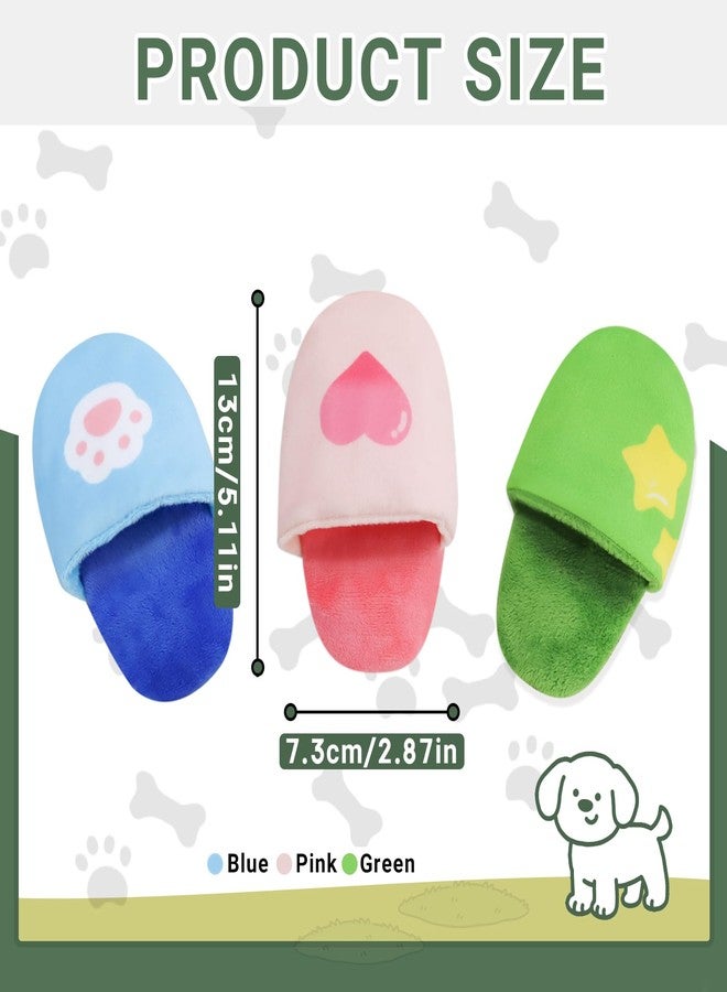Andiker Dog Squeaky Toy, 3 Pack Cute Plush Dog Toys with a Squeaker for Small Medium Dogs Teething Chewing Training Playing, Slipper Shaped Dog Enrichment Toys to Relieve Boredom (Blue,Green,Pink) - Image 2