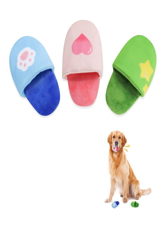 Andiker Dog Squeaky Toy, 3 Pack Cute Plush Dog Toys with a Squeaker for Small Medium Dogs Teething Chewing Training Playing, Slipper Shaped Dog Enrichment Toys to Relieve Boredom (Blue,Green,Pink) - Image 1