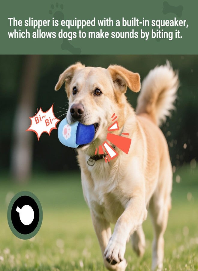 Andiker Dog Squeaky Toy, 3 Pack Cute Plush Dog Toys with a Squeaker for Small Medium Dogs Teething Chewing Training Playing, Slipper Shaped Dog Enrichment Toys to Relieve Boredom (Blue,Green,Pink) - Image 4