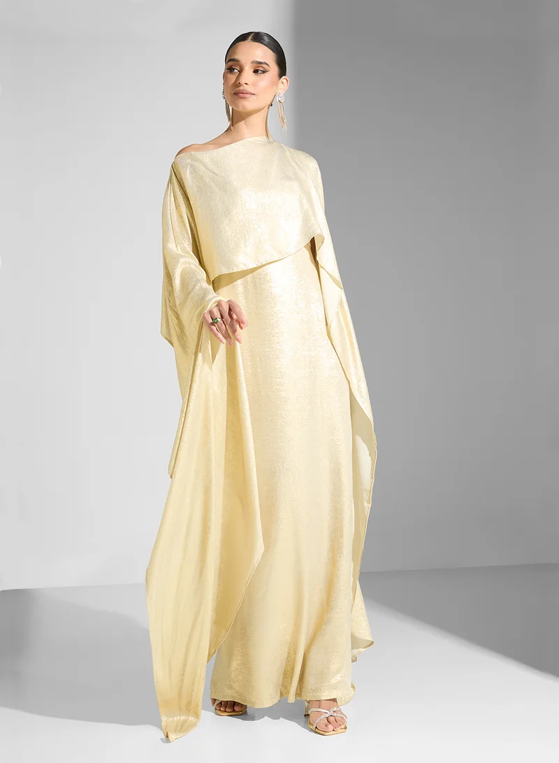 Golden Apple Metallic Overlay Dress