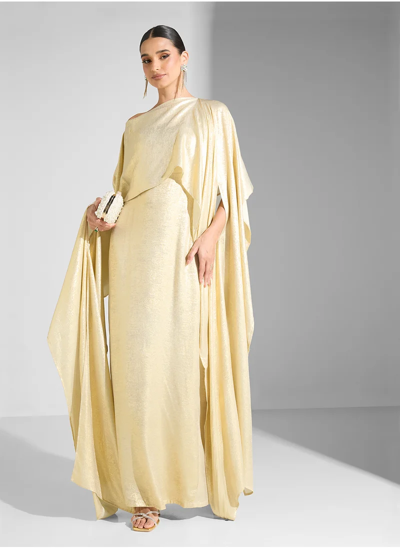 جولدن ابل Asymmetric  Maxi Long Sleeves Dress