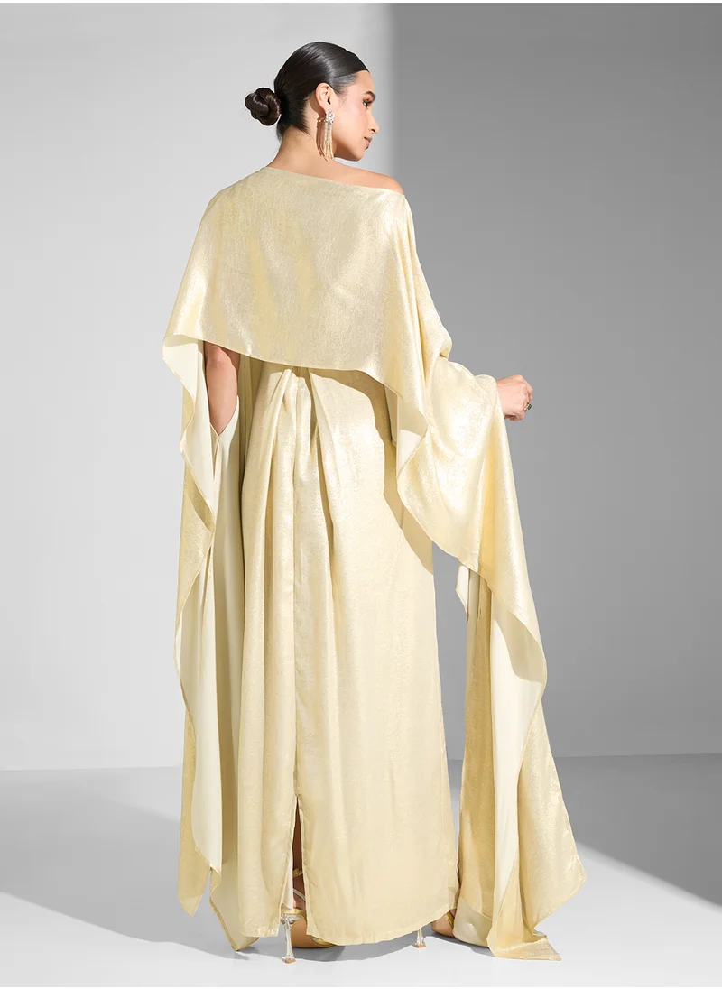 جولدن ابل Asymmetric  Maxi Long Sleeves Dress