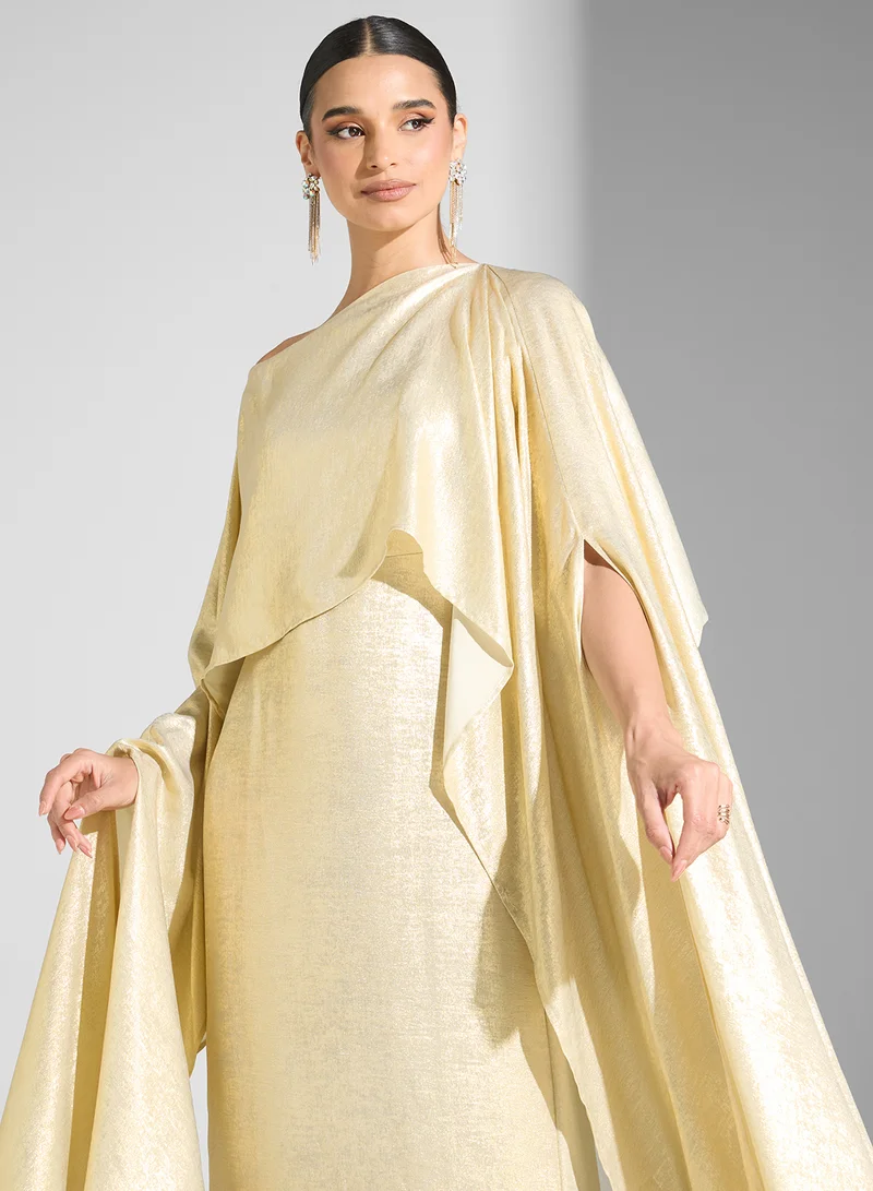 Golden Apple Metallic Overlay Dress