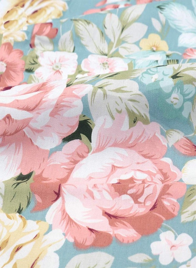 Hanjunzhao Vintage Floral Print Fabric by The Yard, Precuts Cotton Fabric 39 by 63 inches for Quilting, Sewing, Crafts, Home Décor (Green) - Image 3