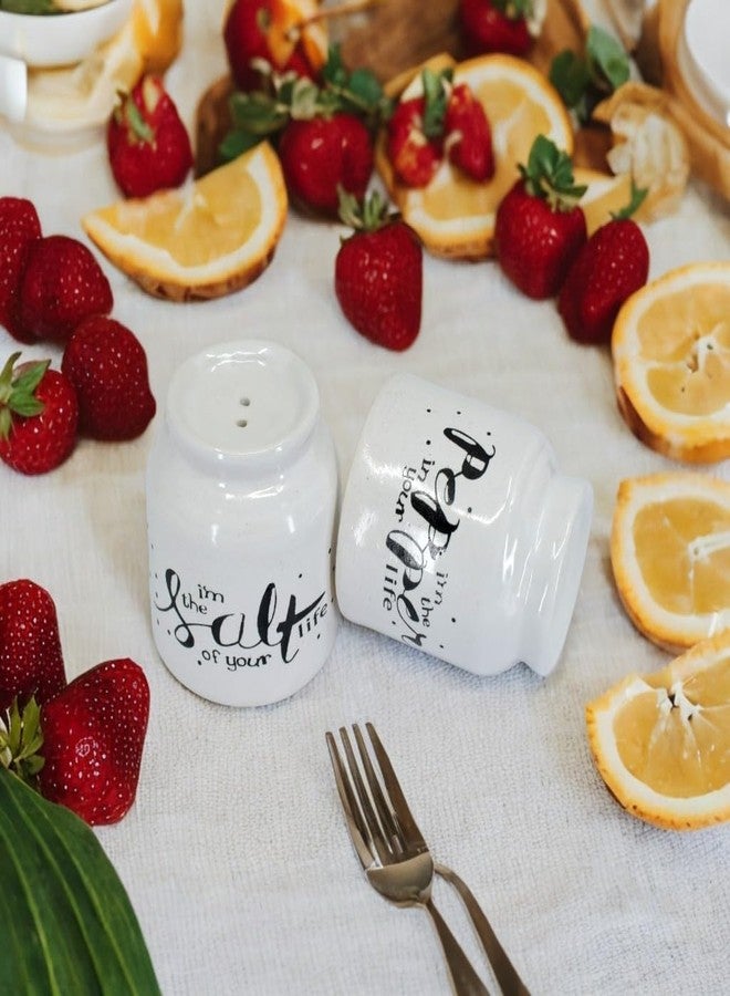 Vynora Salt of Your Life & Pepper in Your Life Ceramic Shaker Set – Romantic White Couple Design-60ML - Image 2