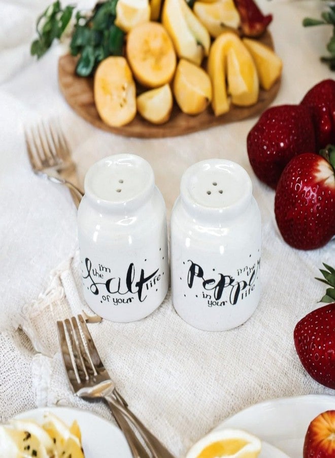 Vynora Salt of Your Life & Pepper in Your Life Ceramic Shaker Set – Romantic White Couple Design-60ML - Image 1
