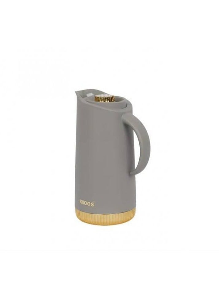 Cross Colors Thermos for tea and coffee with automatic lid and golden base, 1L