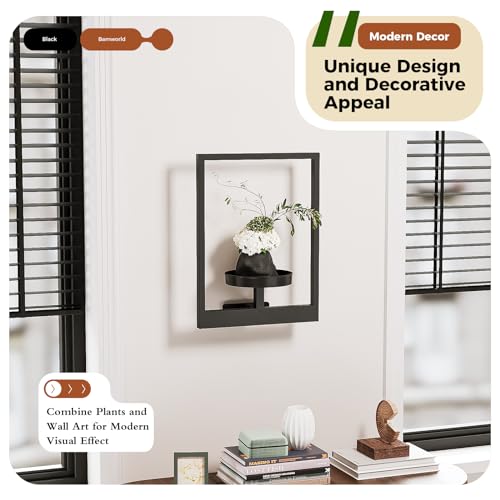 Bamworld Plant Stand Indoor Wall Decor Metal Plant Hanger Indoor Hanging Plant Holder WallMounted Planters Outdoor Plant Rack Black 1 Pack Patent Design - Image 3